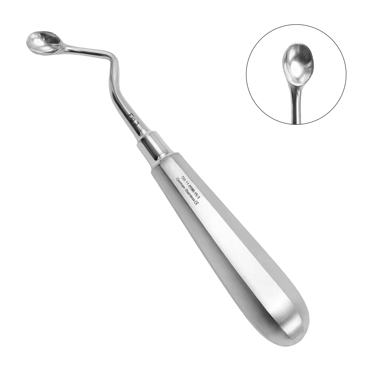 Model USA Bone Curette 15.5cm / 6" Oval Hollow Handle – Left & Right Surgical Curette