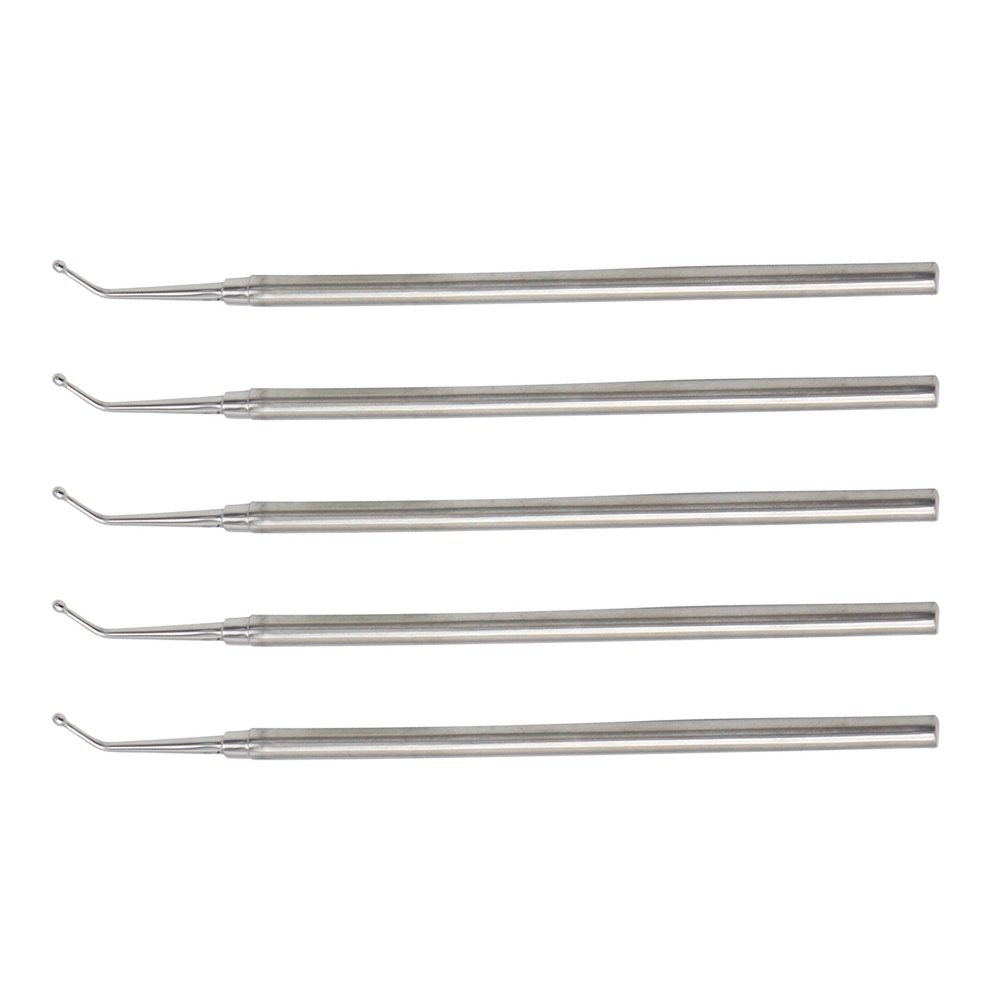 Set of six metal tools on a white background