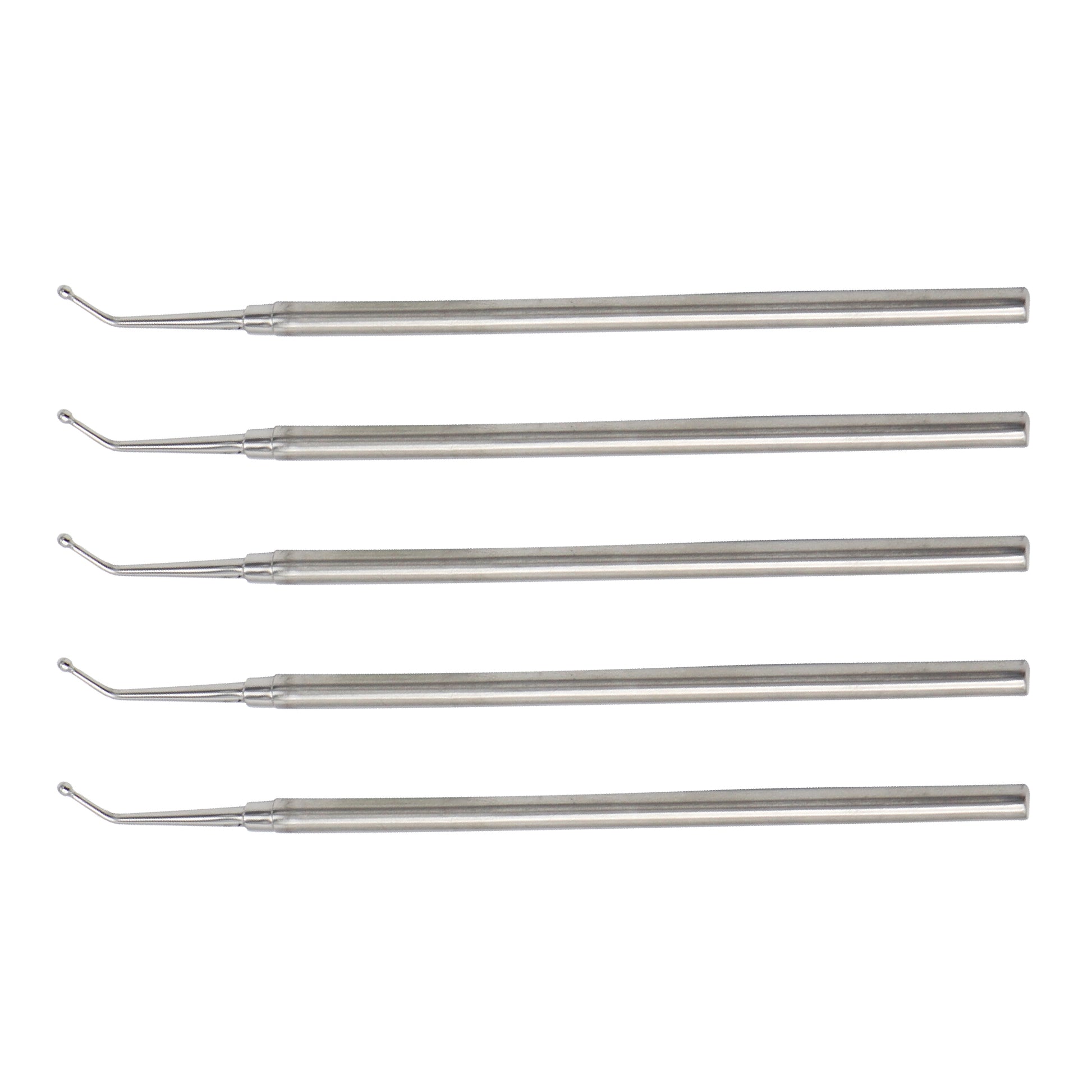 Set of six metal tools on a white background
