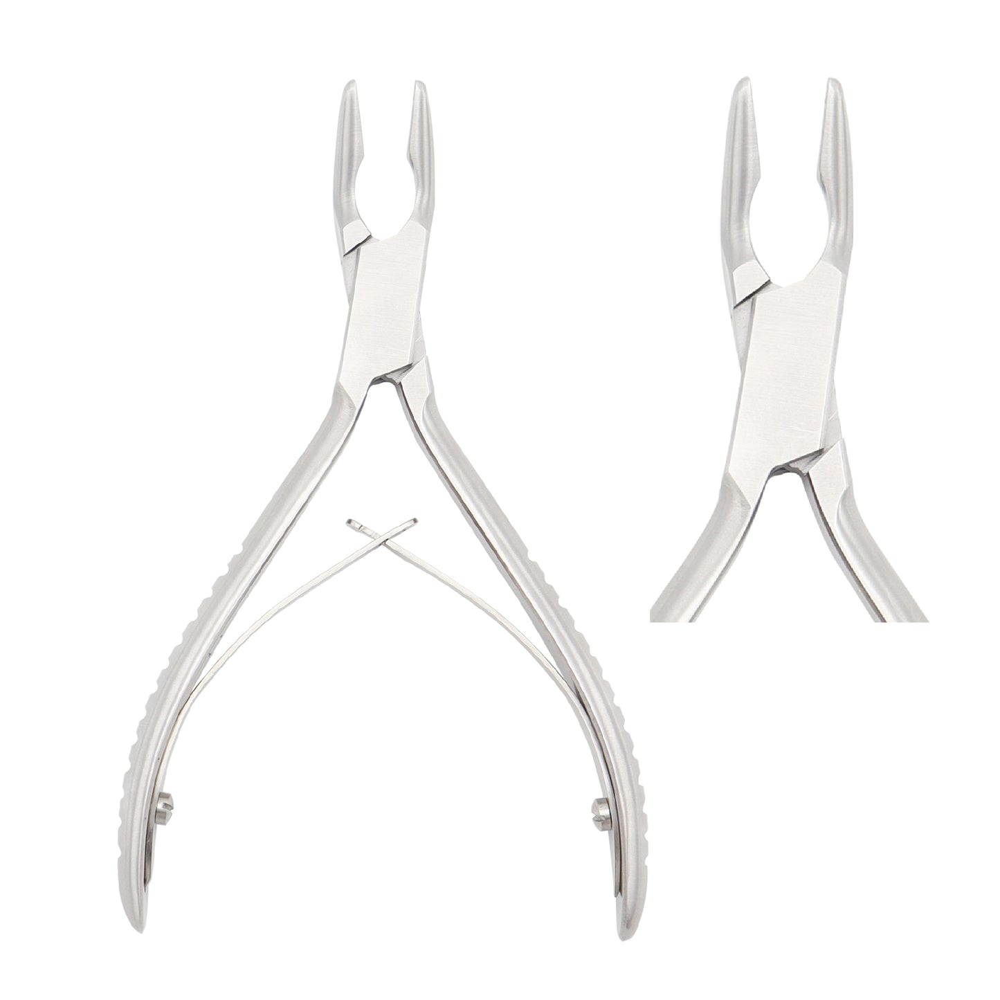 Pair of silver pliers on a white background