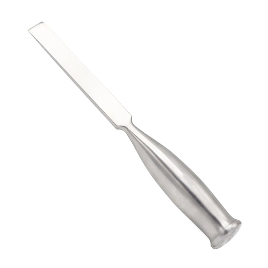 Straight Smith-Petersen osteotome bone chisel made of medical-grade stainless steel with a solid ergonomic impact handle for orthopedic surgery.