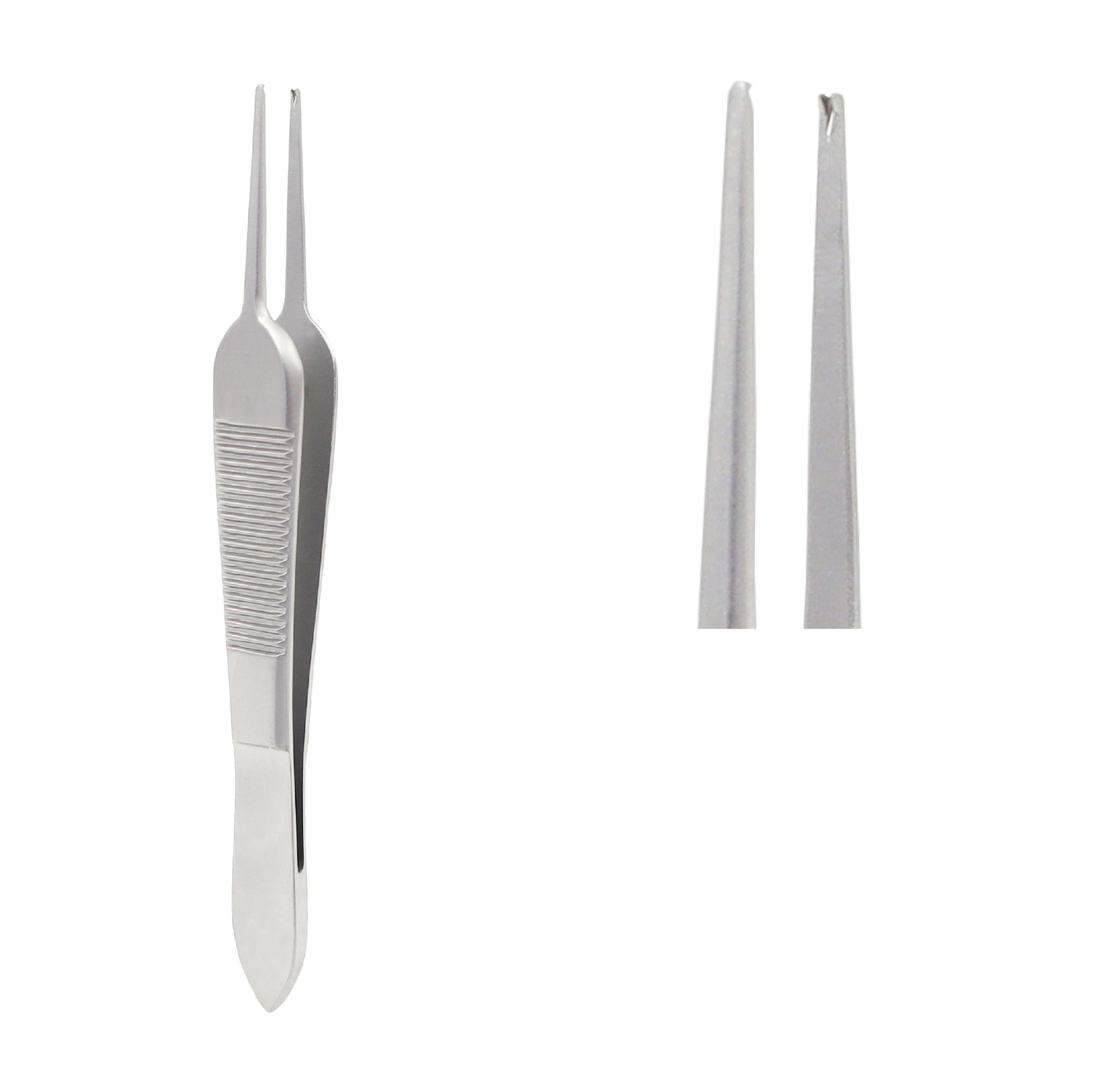 Close-up of Tying St Martin forceps showing 0.7 mm fine tips and platform for controlled microsurgical procedures