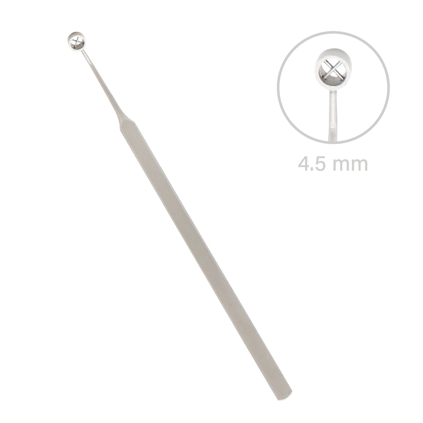 Stainless steel dental mirror handle and interchangeable mirror head.