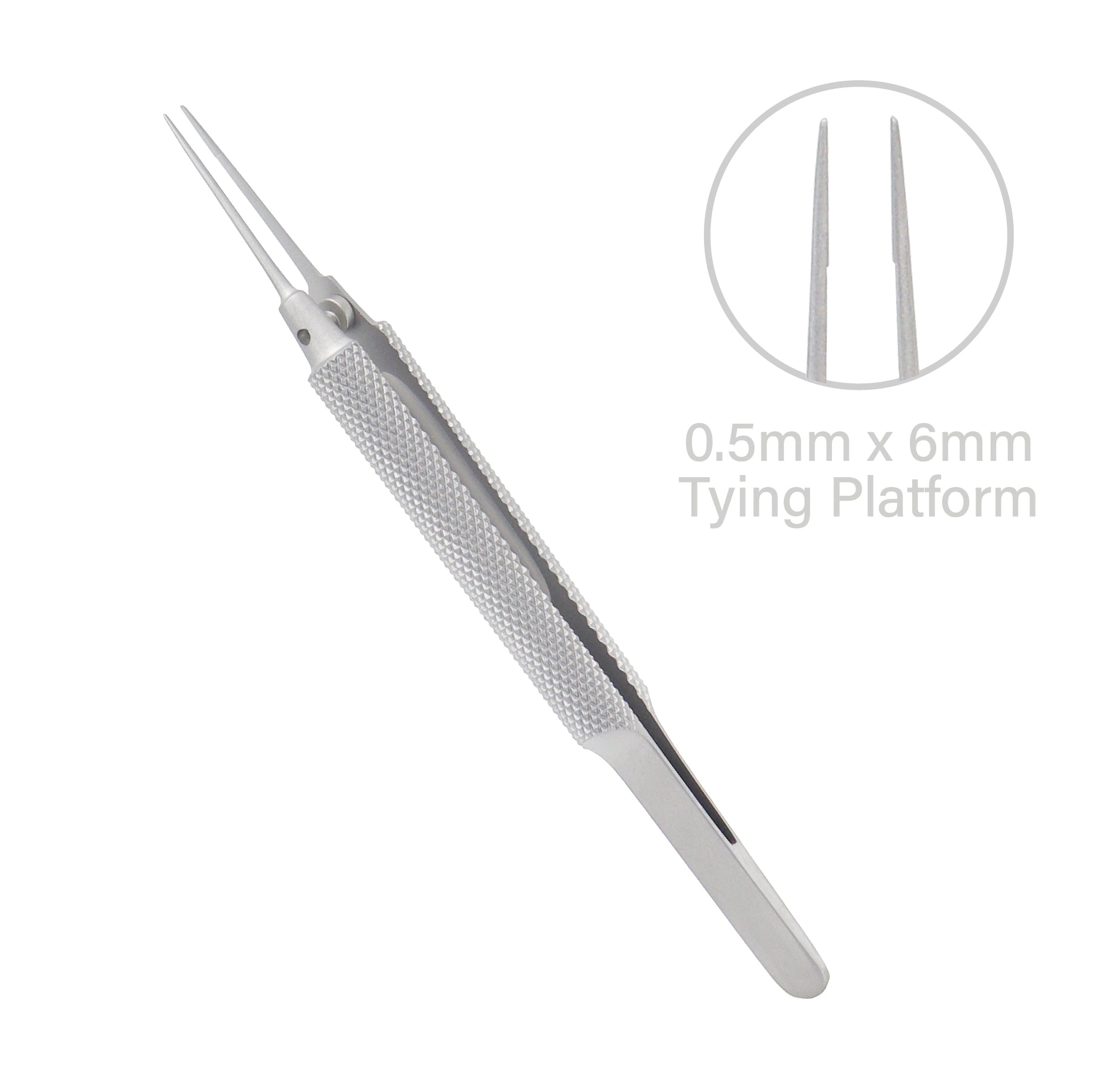 Tennant straight tying forceps with guide pin, 0.5 x 6 mm platform, smooth jaws, 11 cm overall length for controlled microsurgical use