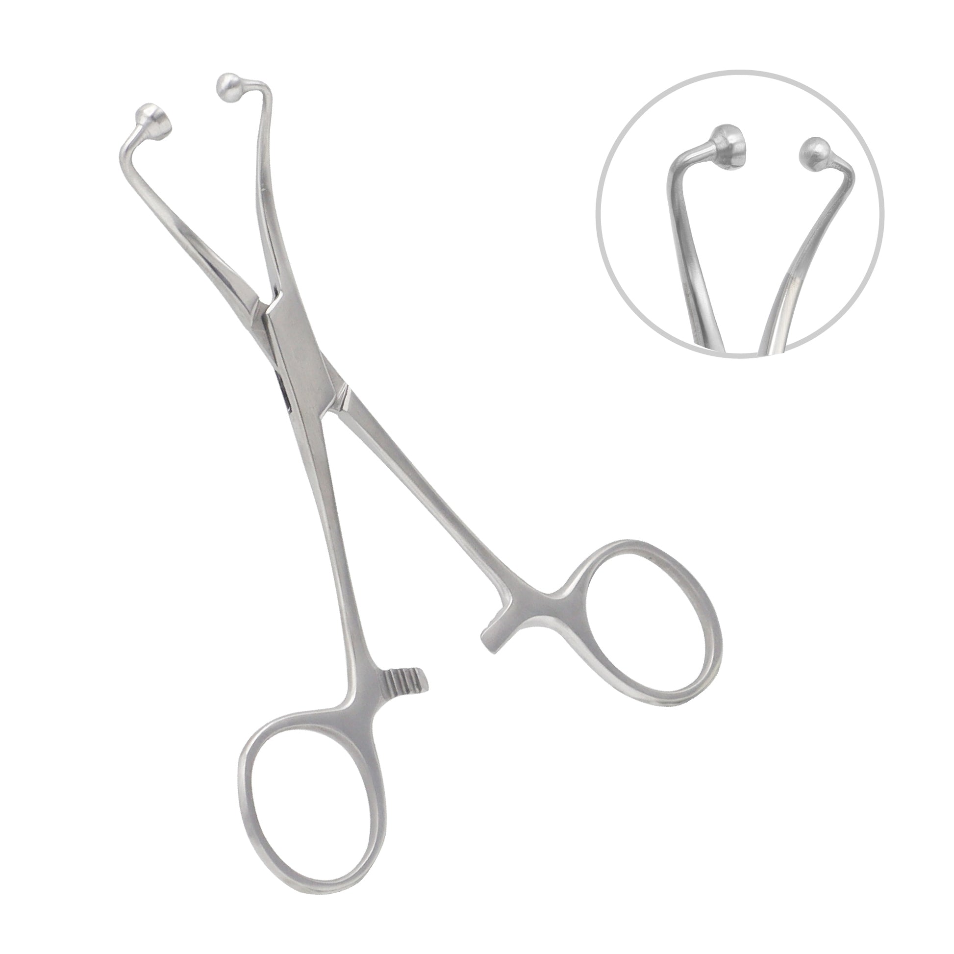 Reusable 15 cm towel forceps made of stainless steel, offering durability and precise grip for holding surgical drapes securely