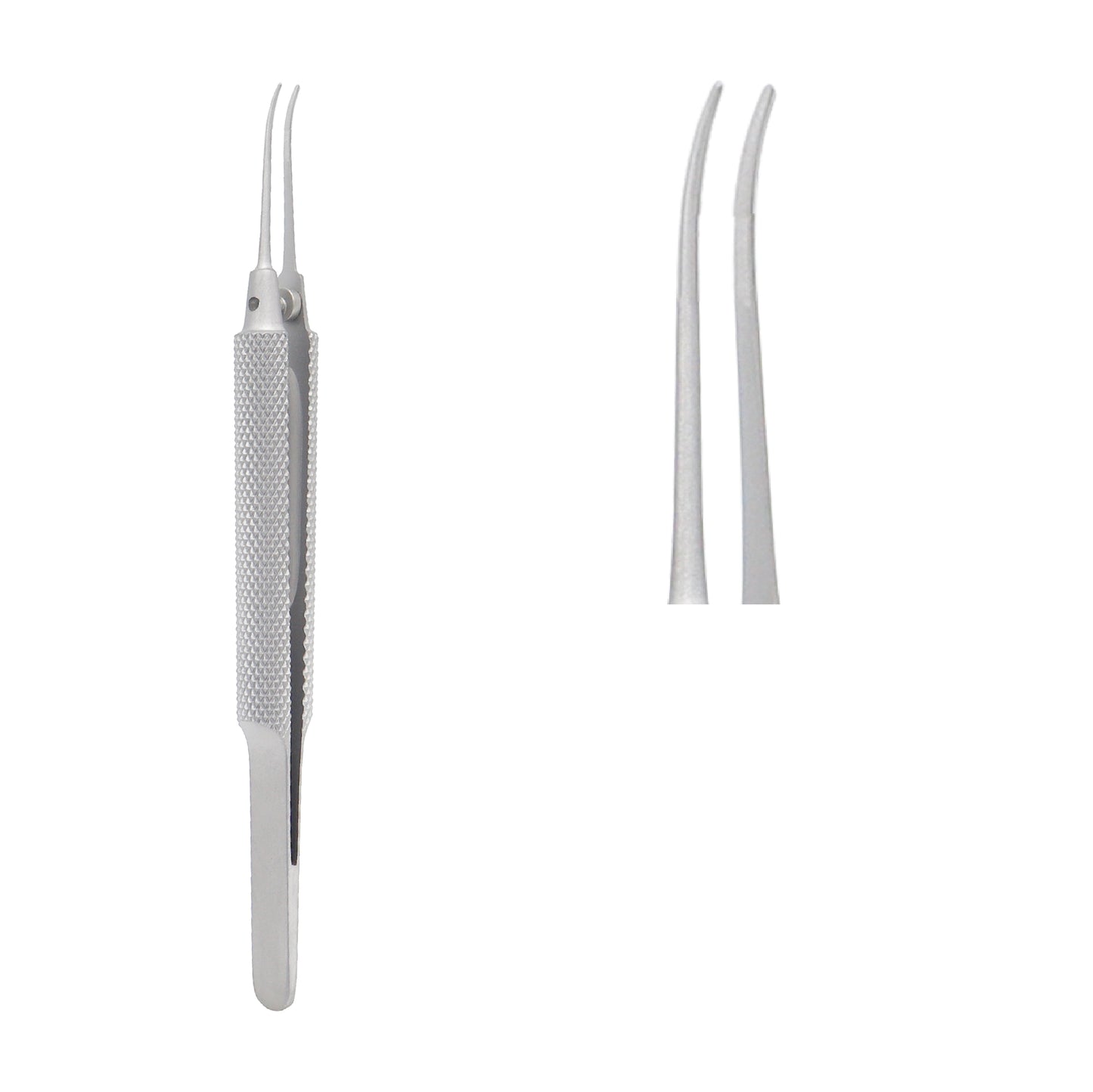 Close-up of Tennant tying forceps featuring curved design and smooth jaws for delicate tissue handling and accurate suturing procedures