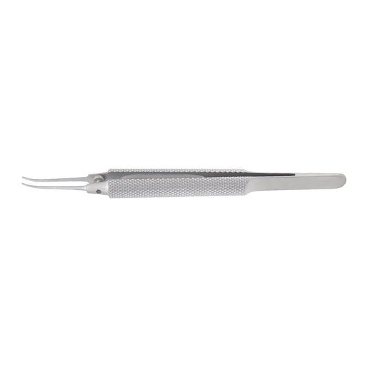 Curved Tennant tying forceps with extra delicate smooth jaws and 0.5 x 6 mm tying platform, 11 cm length for precise surgical suturing
