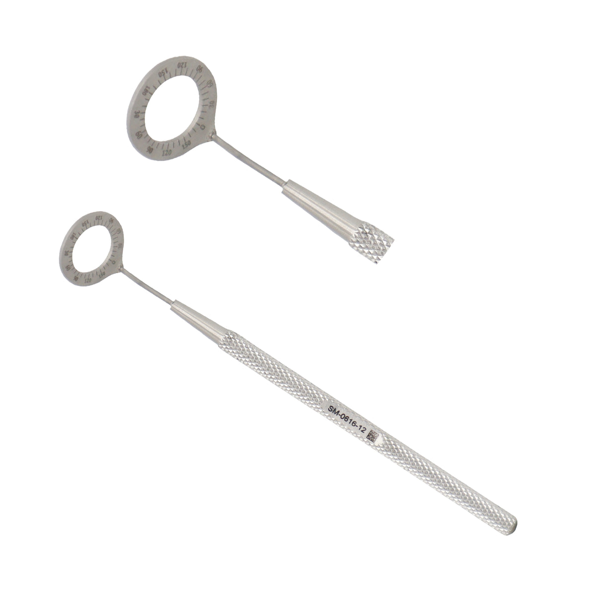Two metal tools with handles on a white background