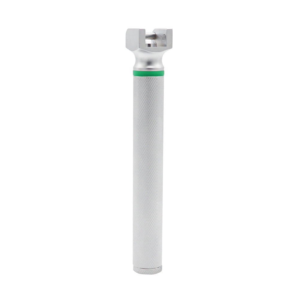 White cylindrical object with a green accent on a white background