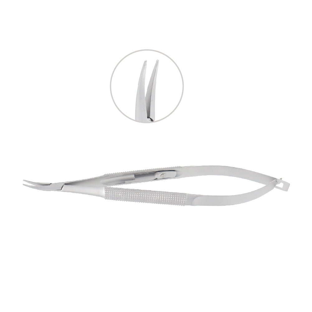Barraquer micro needle holder with curved jaws and locking mechanism for ophthalmic and micro-surgeries
