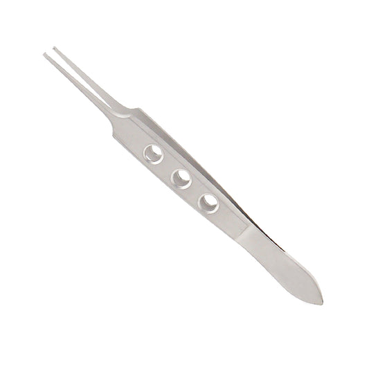 Bishop Harmon iris forceps straight 1x2 teeth 0.7 mm 9 cm stainless steel ophthalmic instrument for precise eye surgery