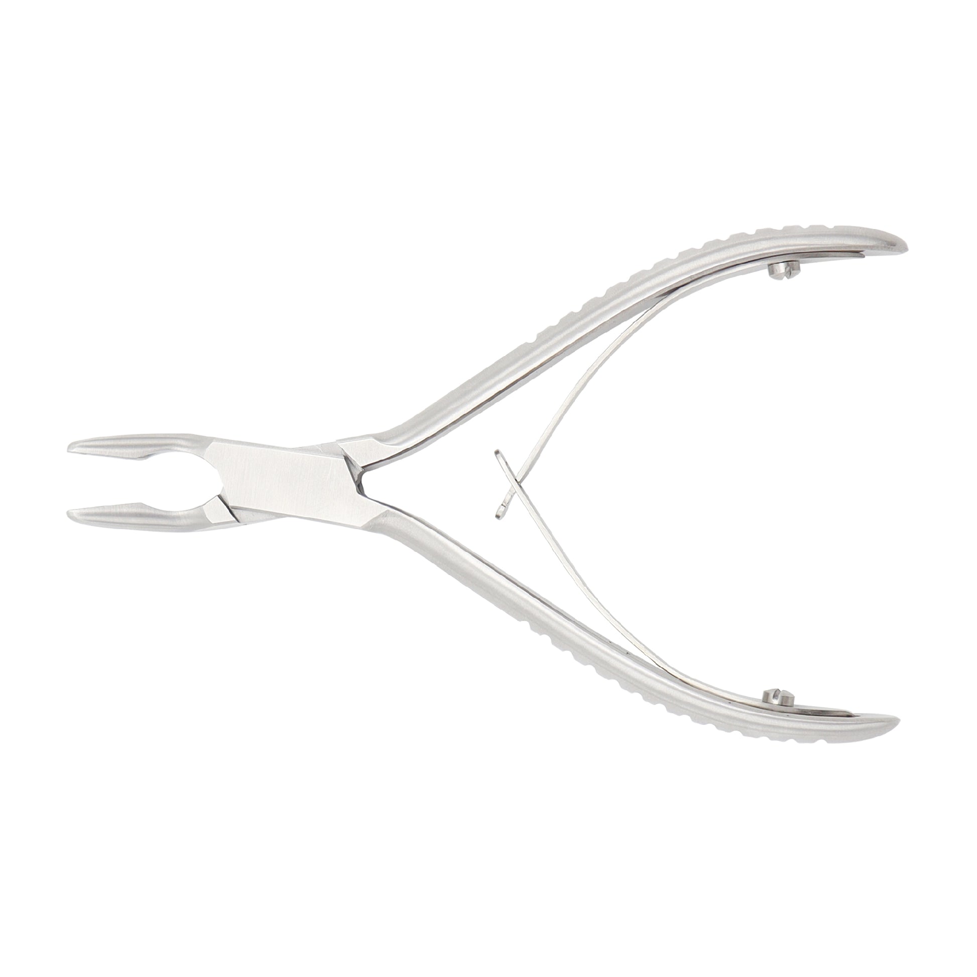 Stainless steel Blumenthal Bone Rongeur dental and orthopedic surgical instrument with double-spring handles and sharp cutting tip for bone trimming.