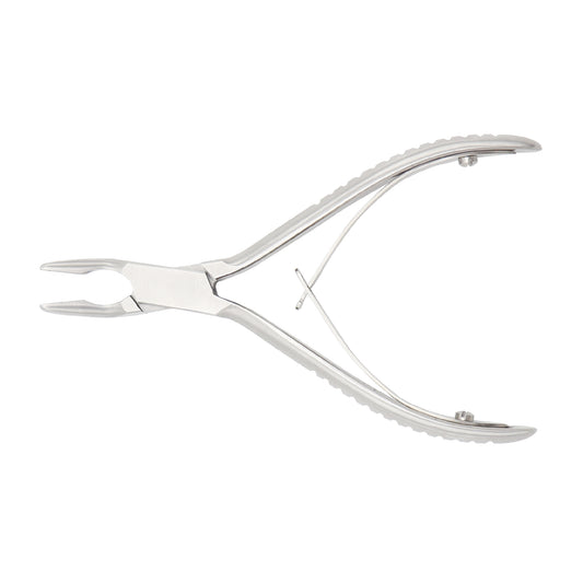 Stainless steel Blumenthal Bone Rongeur dental and orthopedic surgical instrument with double-spring handles and sharp cutting tip for bone trimming.