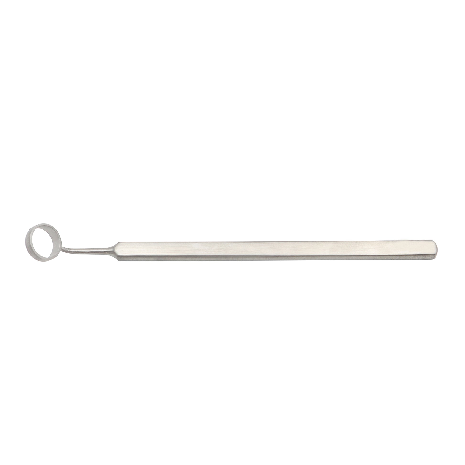 Camellin style LASEK trephine with a circular semi-sharp cutting edge and a flat ergonomic handle, used for corneal epithelium flap creation in ophthalmic surgery.