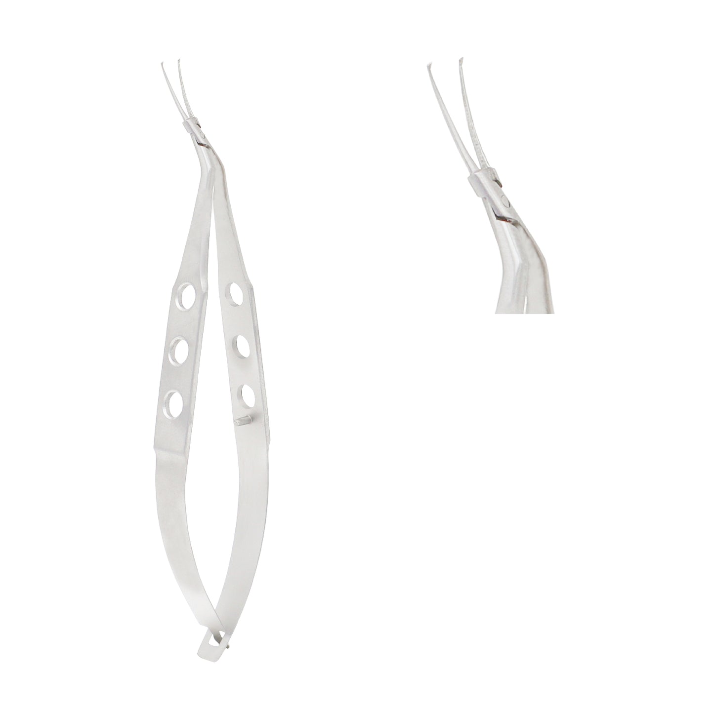 Inamura capsulorhexis forceps with 45 degree angled tip and 1.50 mm pivot box design used for controlled ophthalmic capsule procedures.