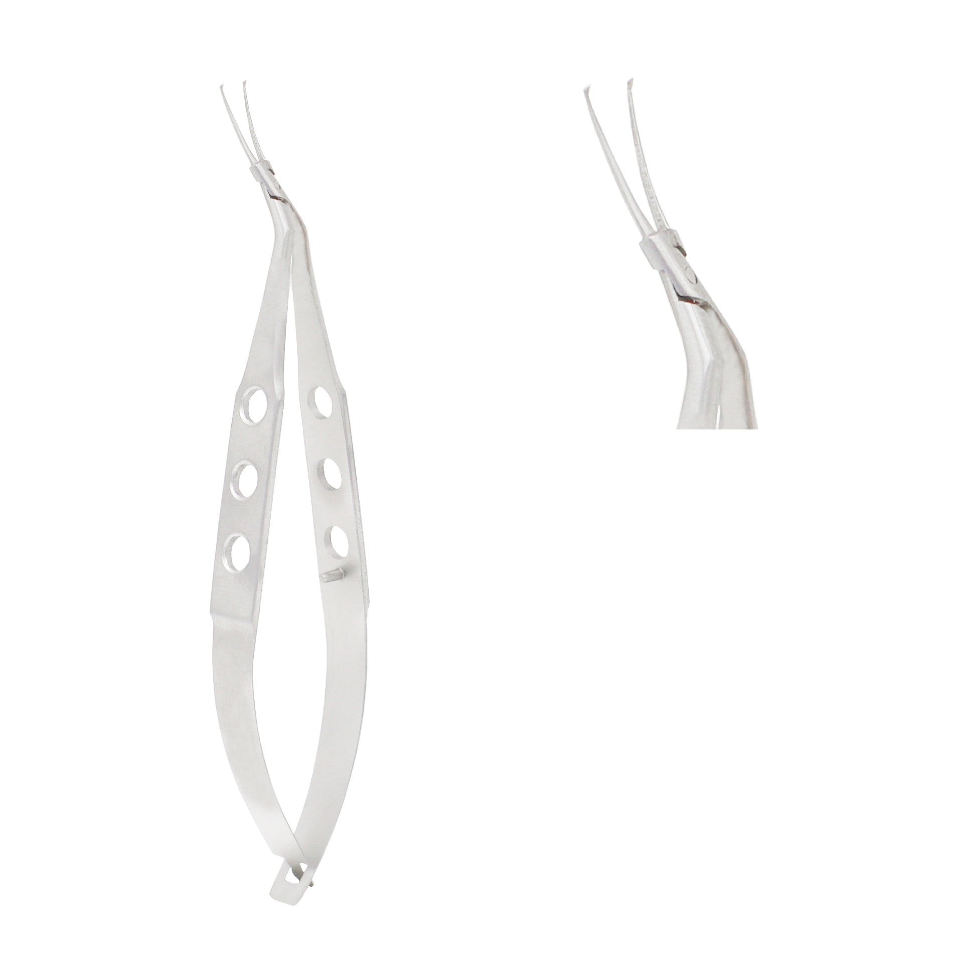 Inamura capsulorhexis forceps with 45 degree angled tip and 1.50 mm pivot box design used for controlled ophthalmic capsule procedures.