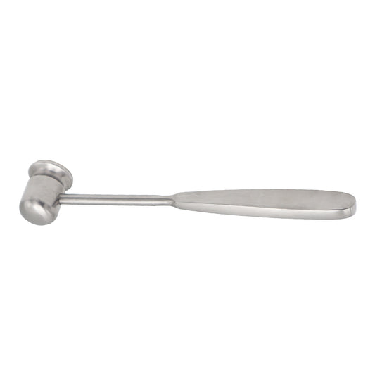 Profile view of a stainless steel Collin Doyen orthopedic bone mallet with a bullet-shaped head and flat handle.