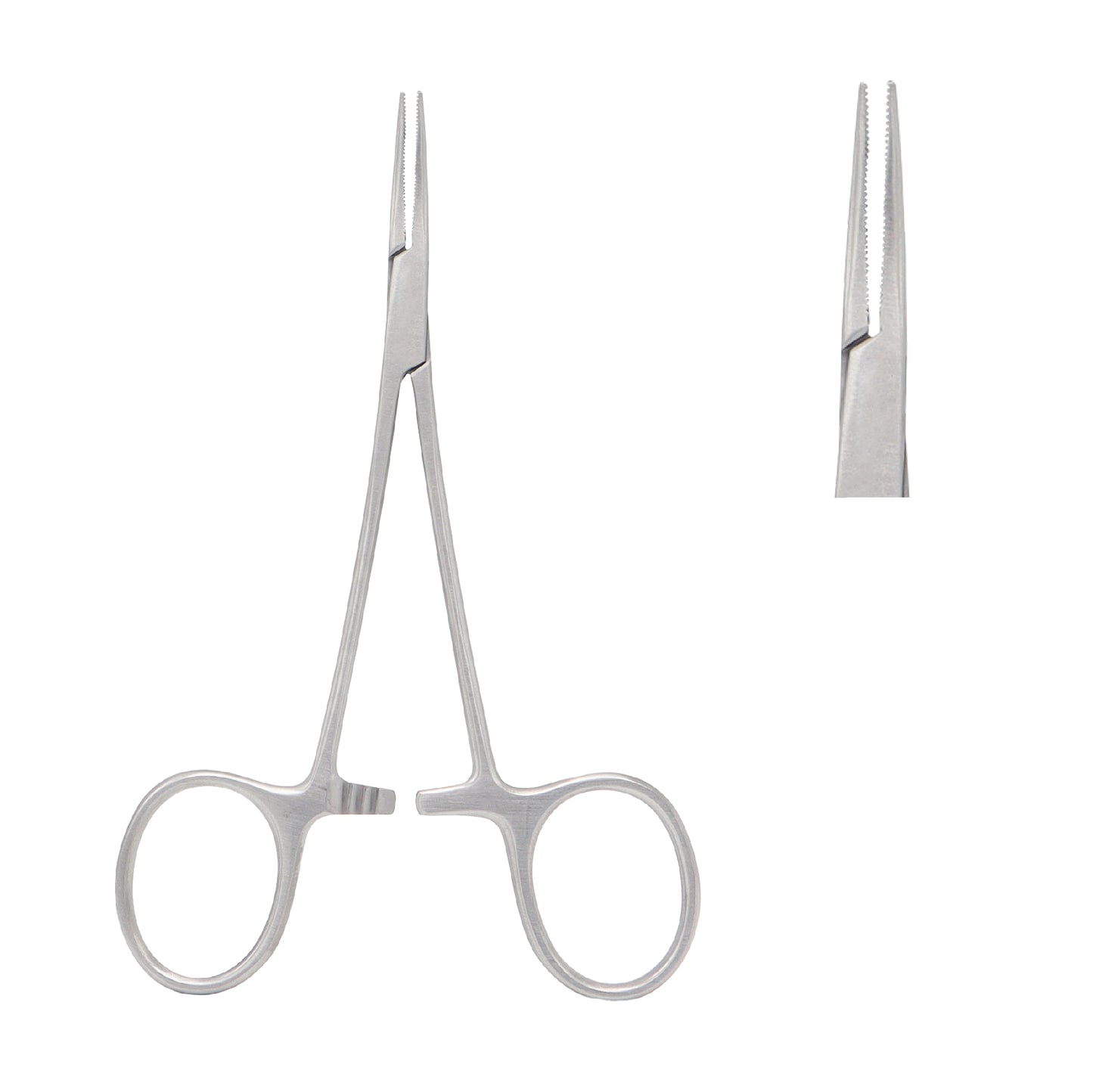 Curved Halstead-Mosquito haemostatic forceps 12.5 cm used for precise vessel clamping and bleeding control in general surgery.
