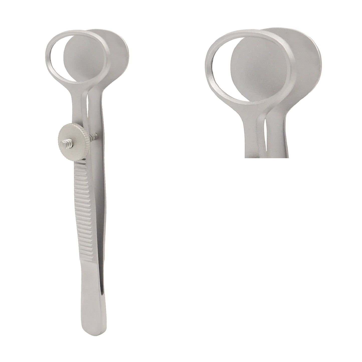 Desmarres Chalazion Forceps large size 25 mm outer diameter with 9 cm length used for eyelid surgery and chalazion removal.