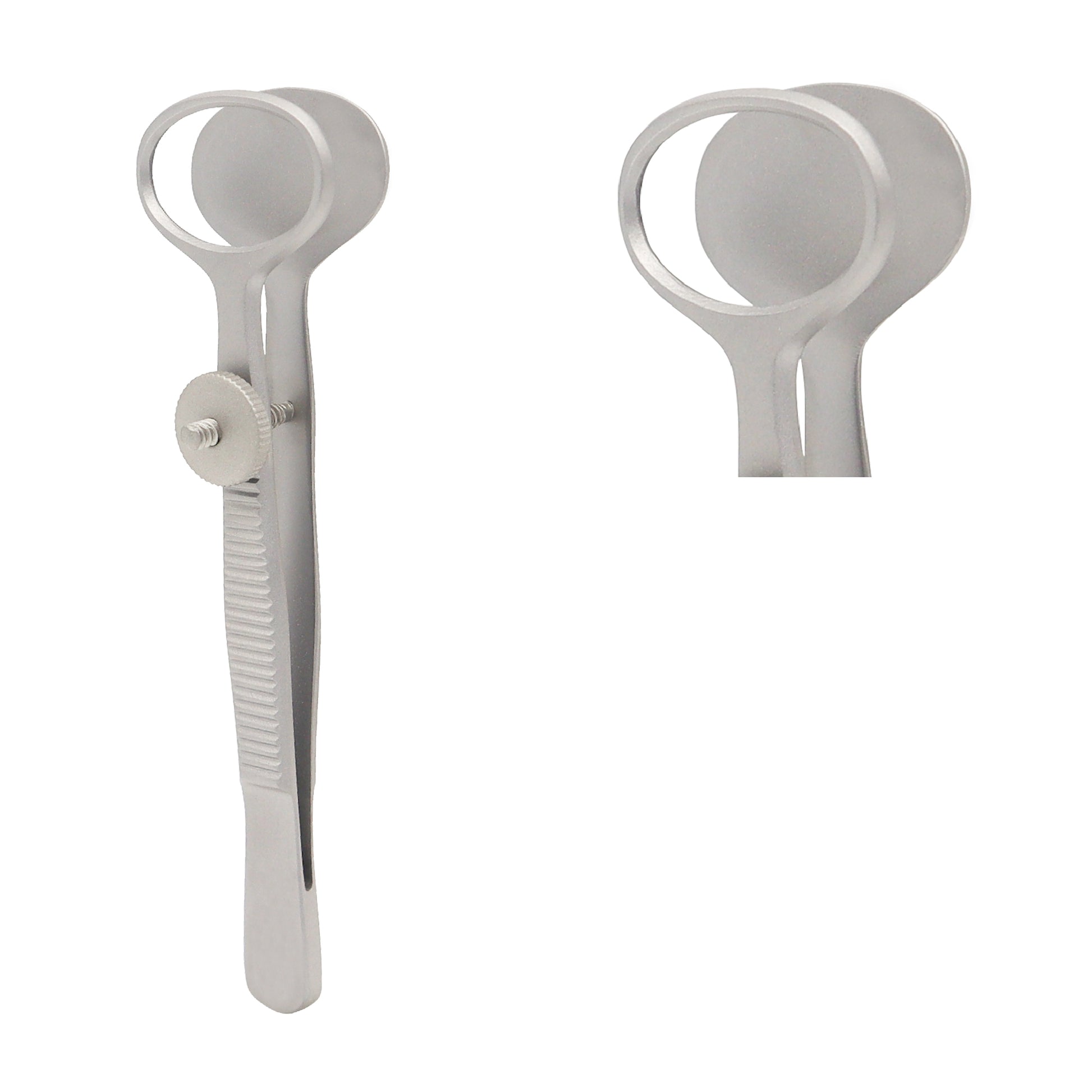 Desmarres Chalazion Forceps large size 25 mm outer diameter with 9 cm length used for eyelid surgery and chalazion removal.