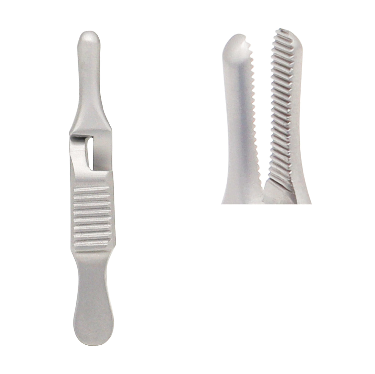 Dieffenbach serrefine straight hemostatic clamp with serrated jaws and ribbed handle