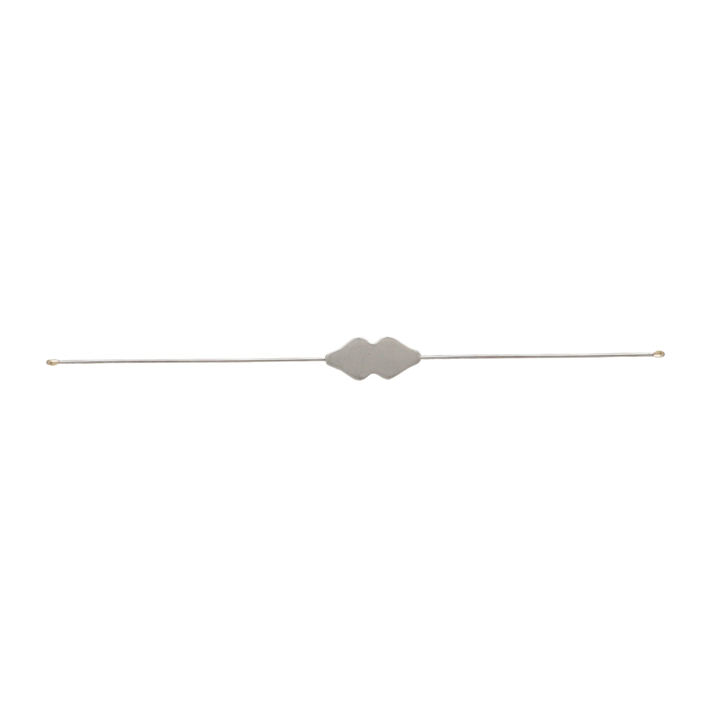 Double-ended Bowman lacrimal probe surgical instrument with a flat center grip on a plain white background.