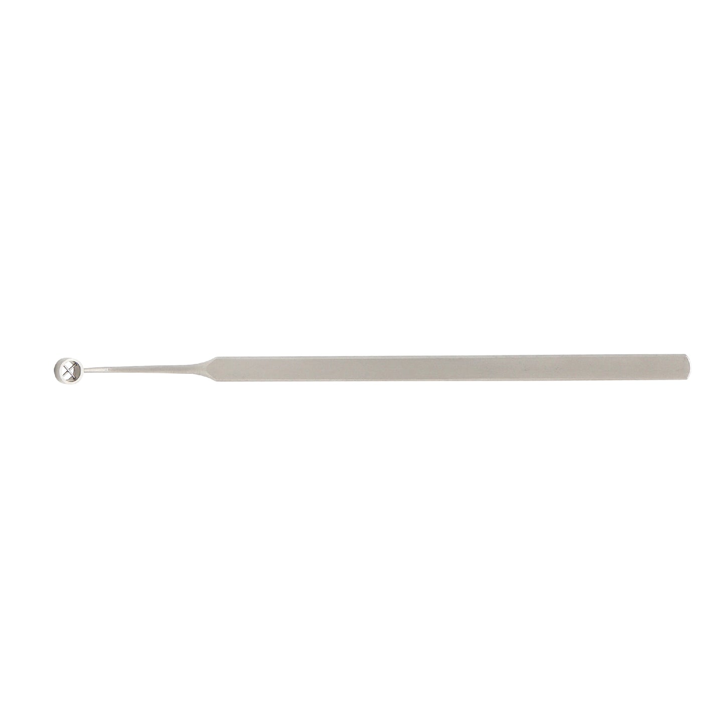Dulaney LASIK marker ophthalmic surgical instrument with a circular marking tip and a flat surgical-grade stainless steel handle shown against a white background.