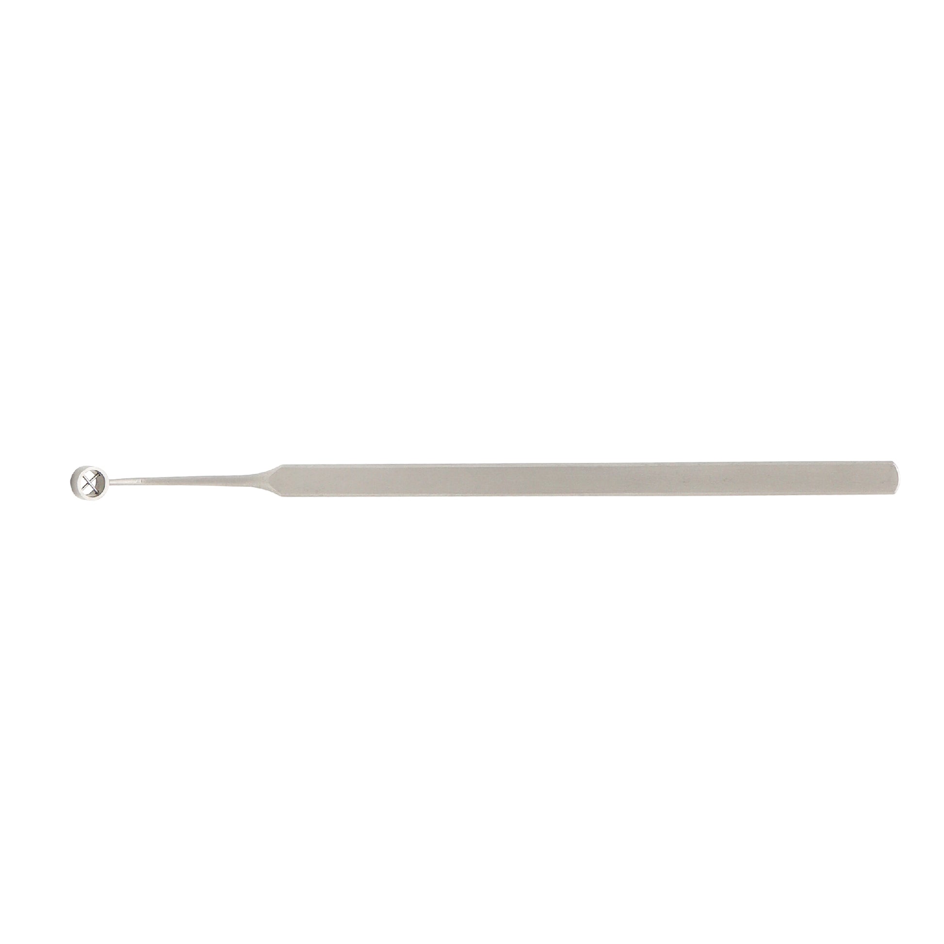 Dulaney LASIK marker ophthalmic surgical instrument with a circular marking tip and a flat surgical-grade stainless steel handle shown against a white background.