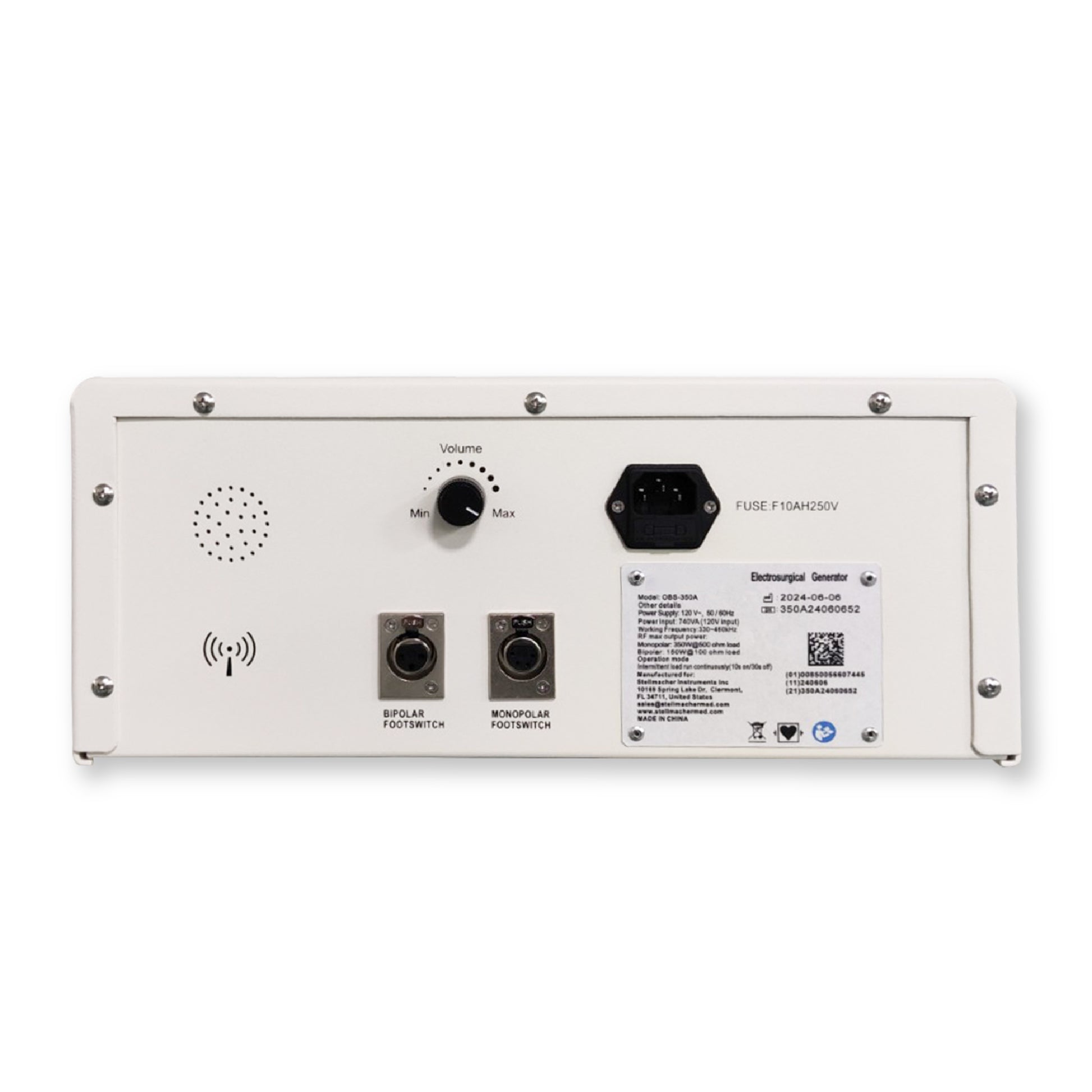 Electrosurgical Unit 350W control panel display with advanced surgical settings and modes
