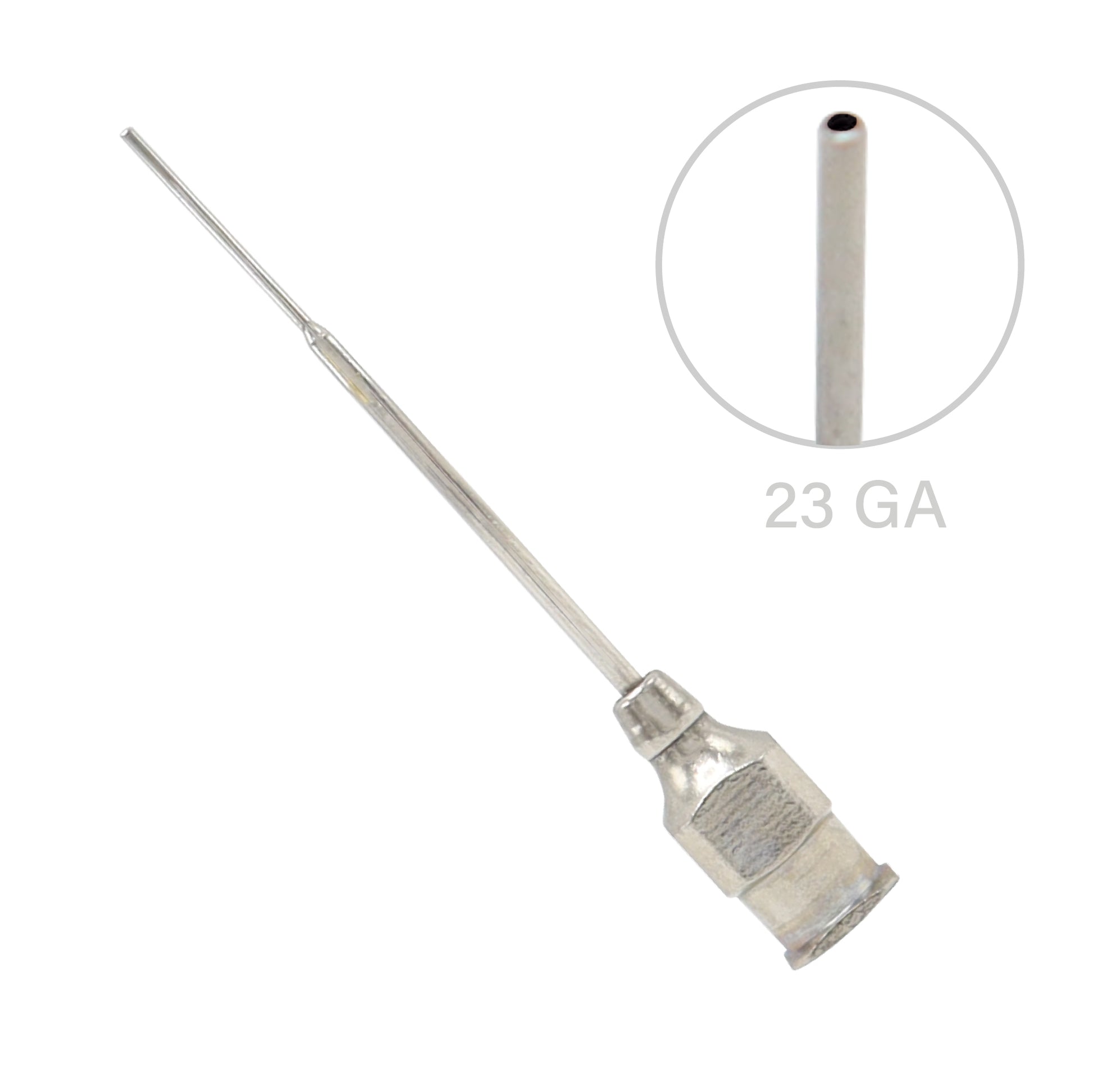 High-quality straight beveled lachrymal ophthalmic cannula for controlled fluid flow in eye examination and surgery