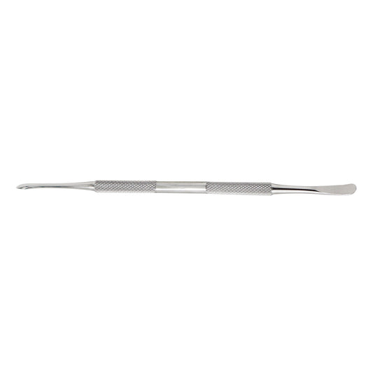 Freer periosteal elevator double-ended surgical instrument with a knurled stainless steel handle and blunt-sharp blades.
