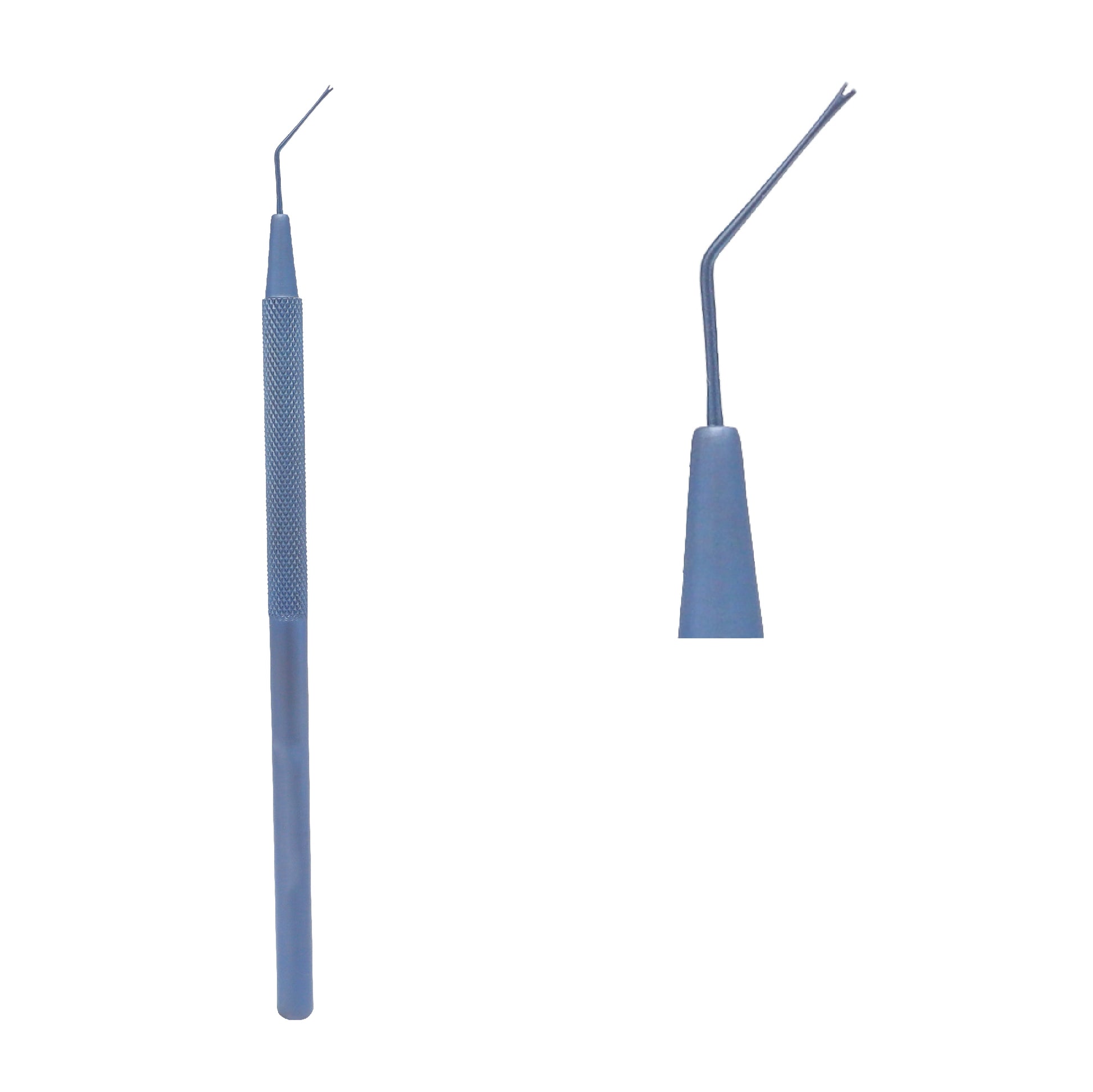 Side view of Graefe Nucleus Rotator with angled Y-Diallor tip and 12.5 cm titanium design