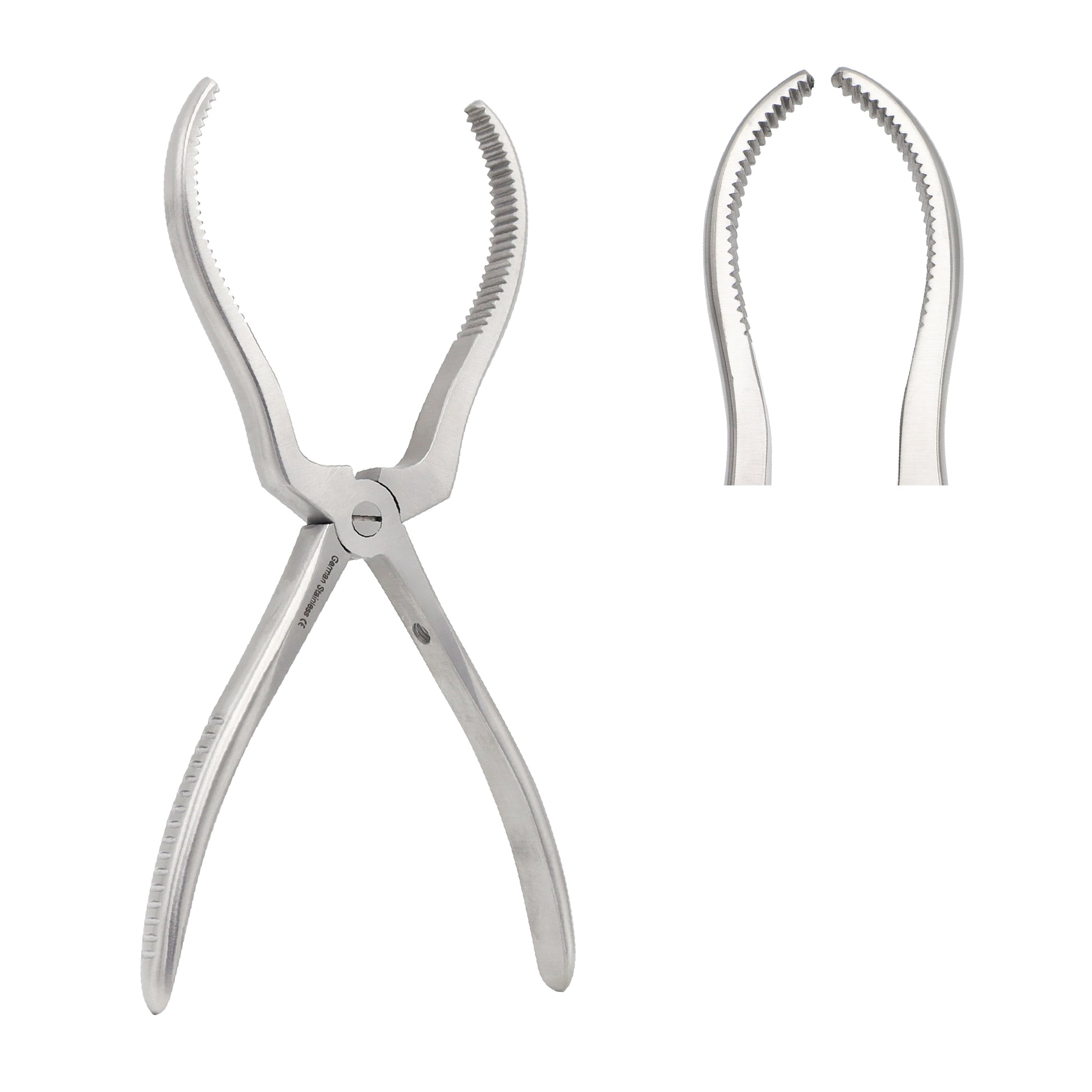 Hayton Williams forward traction and reduction forceps with broad, inward-curved serrated jaws and a surgical stainless steel body, used for managing maxillary fractures.