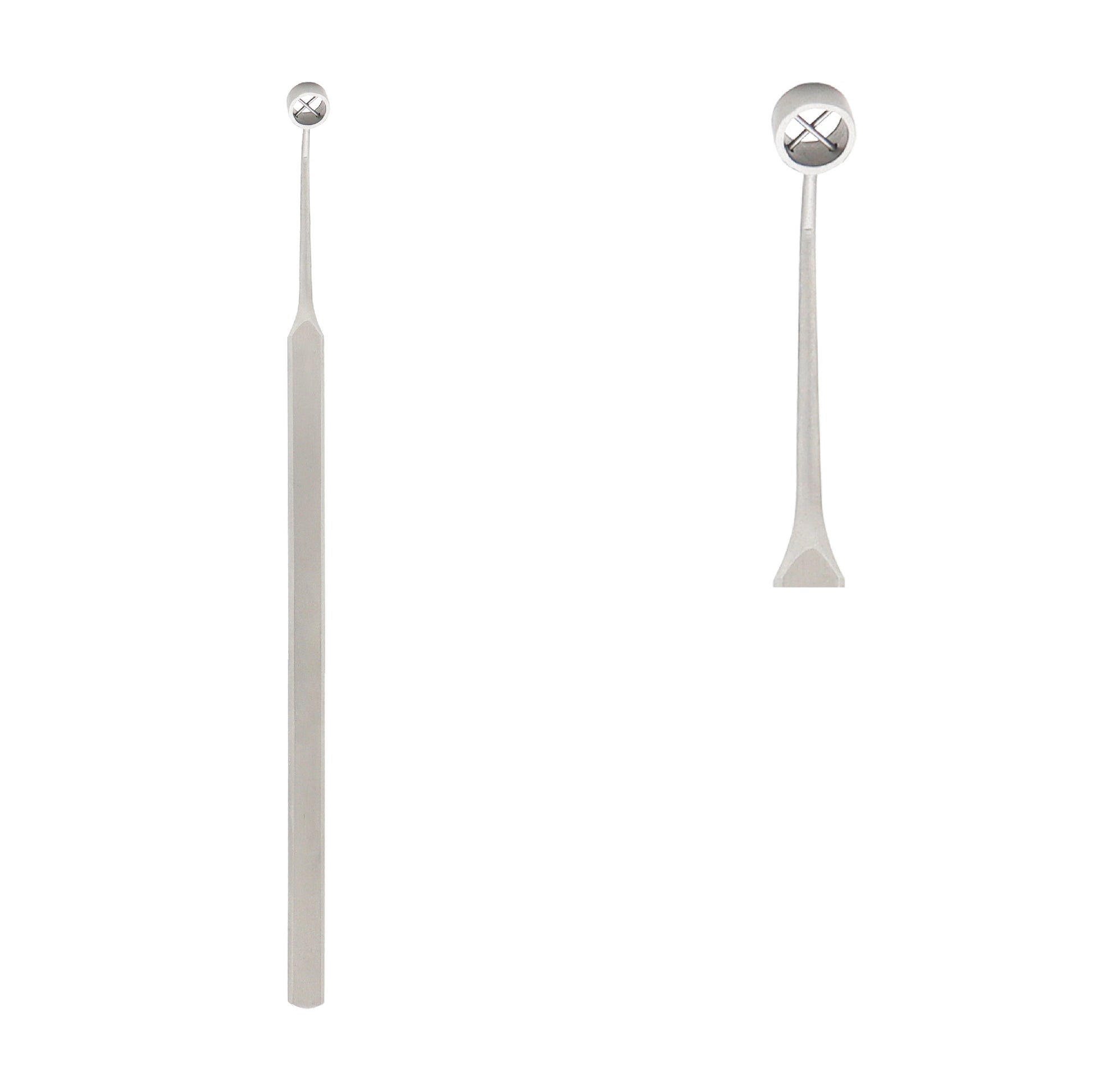 Double-ended Henahan retractor stainless steel surgical and dental instrument with a wide fan-shaped blade for tissue retraction.