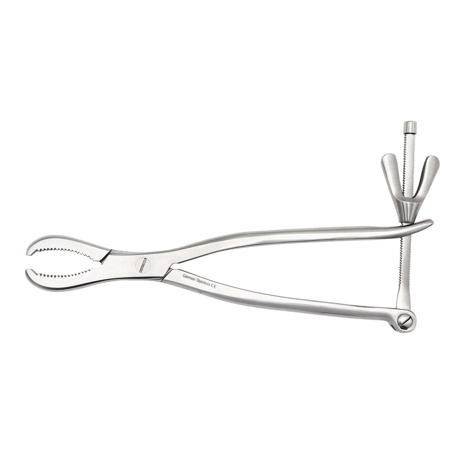 Hey Groves Bone Holding Forceps with screw-locking mechanism and serrated jaws for orthopedic surgery, made of German-grade stainless steel.