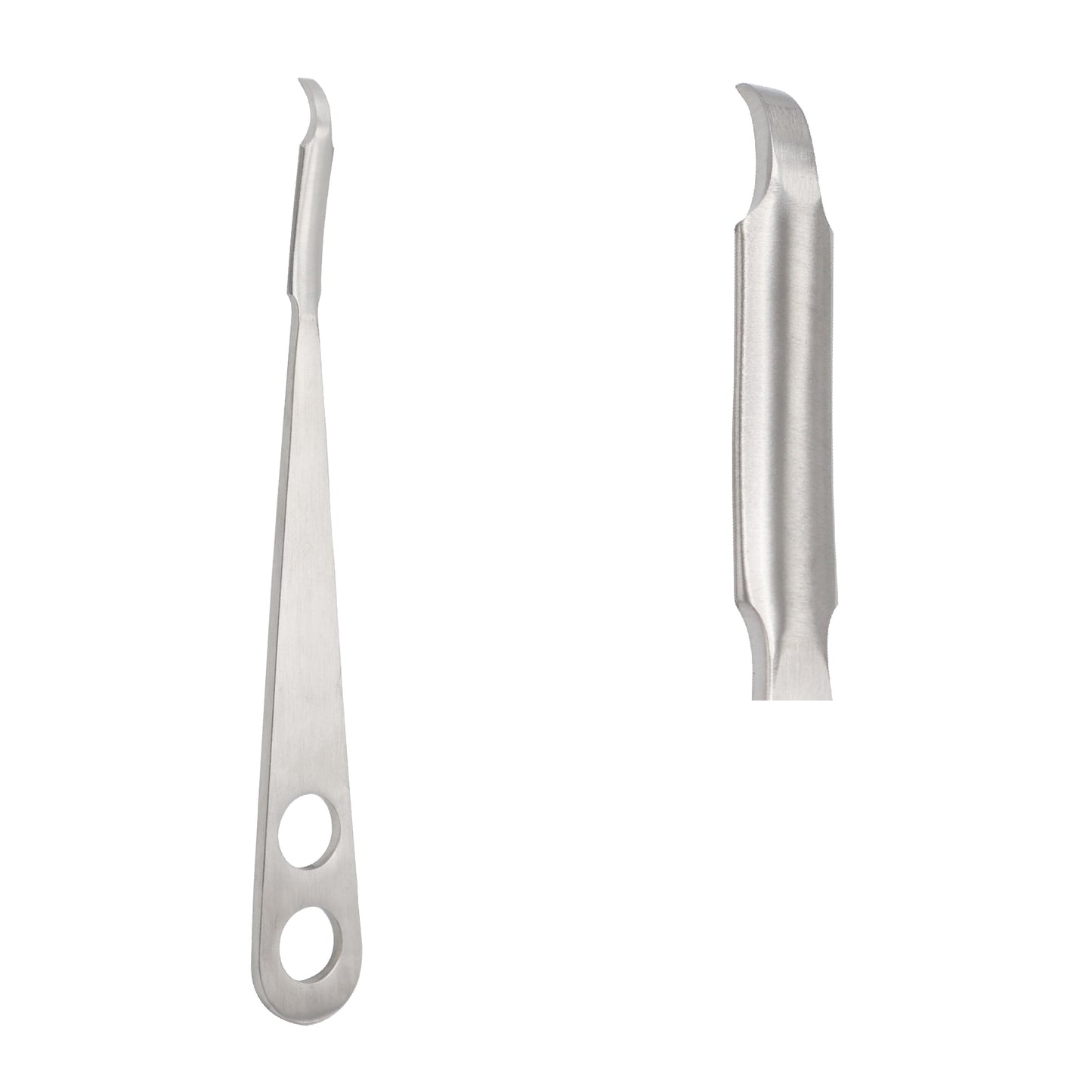 Orthopedic Hohmann bone elevator surgical instrument with a 2-hole handle on a clean white background.