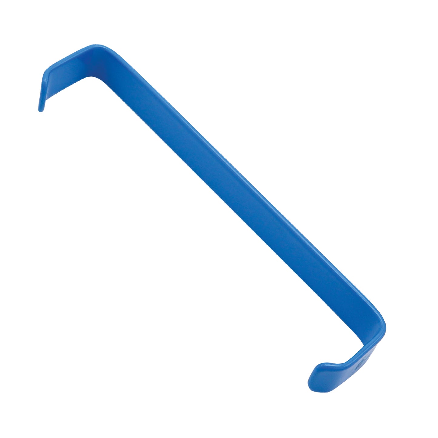Blue insulated Farabeuf retractor, double-ended L-shaped surgical instrument for tissue retraction in electrosurgery.