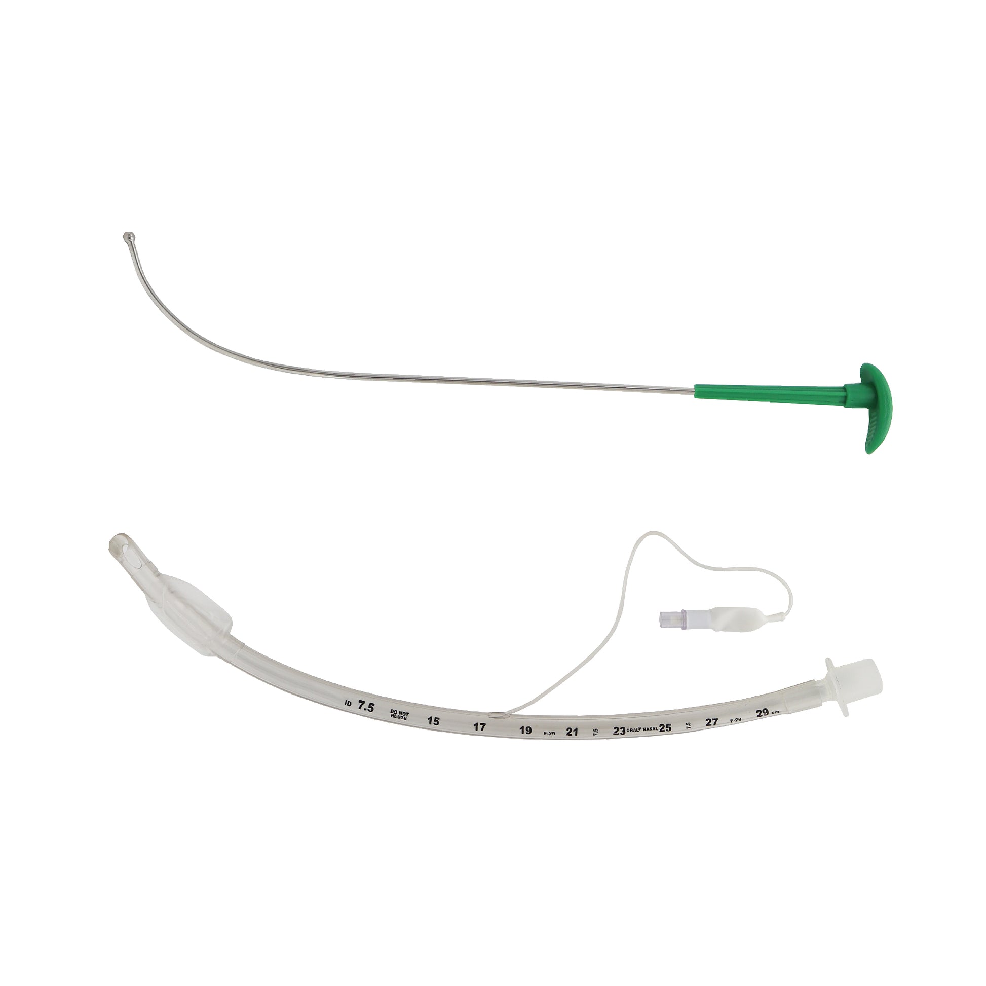 Single use rigid stylet 25 piece pack for reliable endotracheal tube guidance.