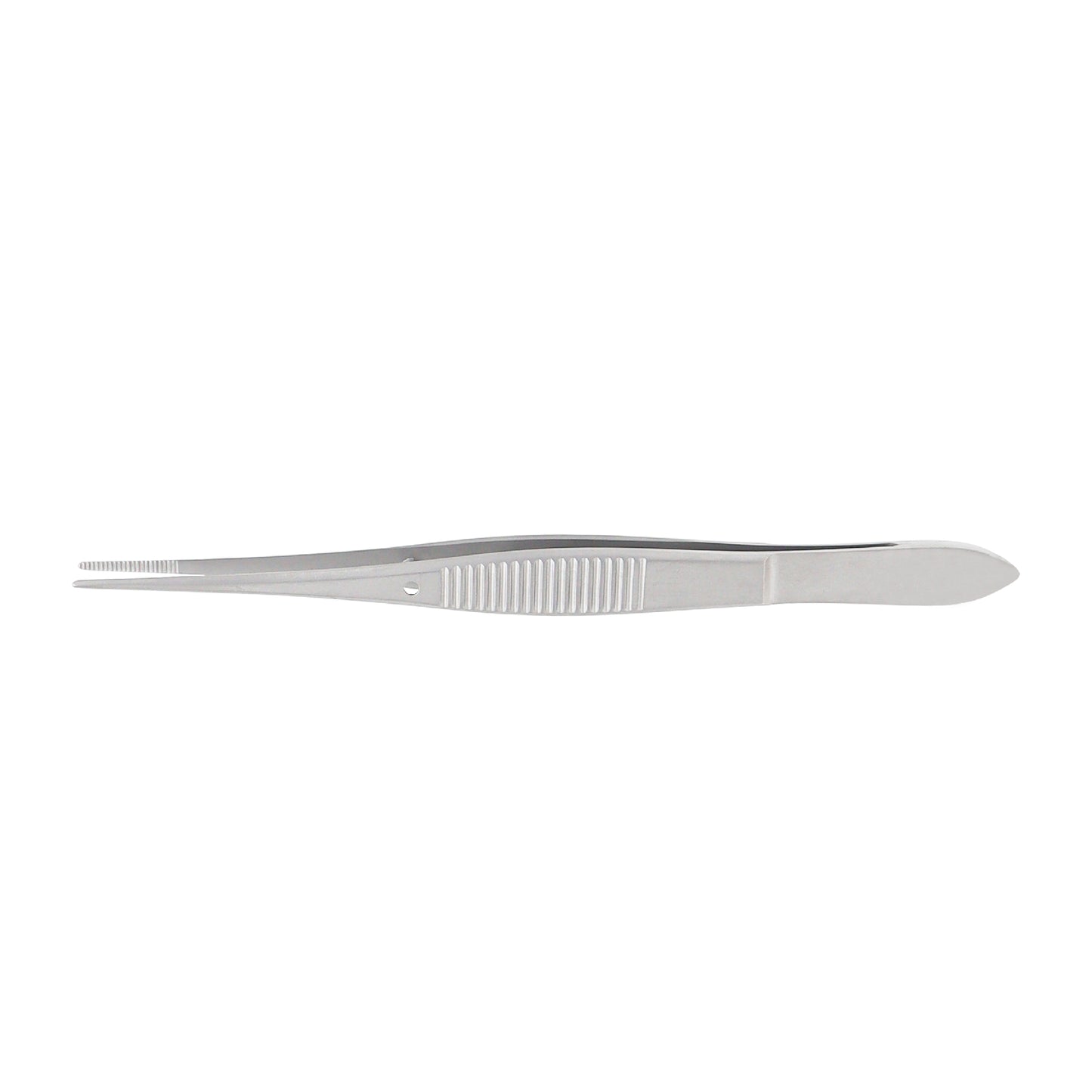 Iris Forceps straight 1 mm serrated tips 10.5 cm stainless steel ophthalmic instrument for delicate eye surgery and tissue handling.