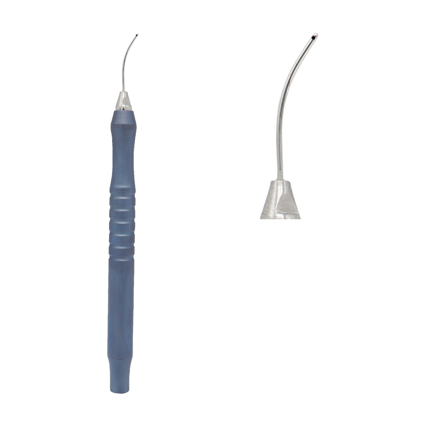 Side view of titanium Irrigating Cannula Handpiece 23 ga with 11 cm overall length for ophthalmic procedures