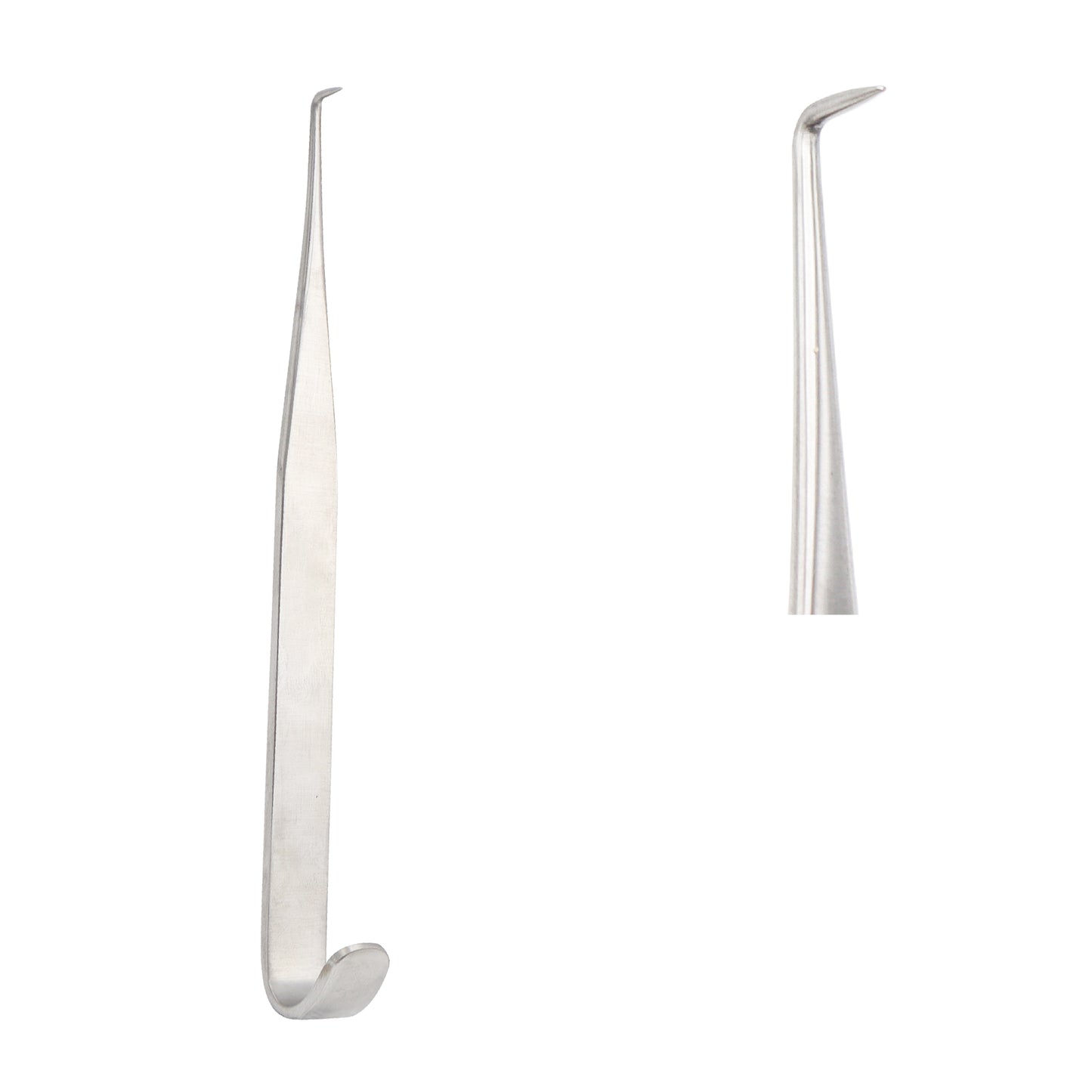 Stainless steel Jackson Tracheal Retractor Hook with a sharp curved prong and flat handle for ENT procedures.