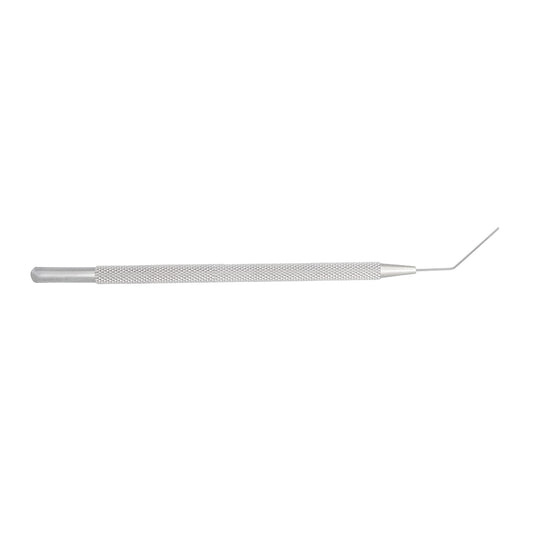 Jaffe Lens Spatula 0.5 mm with 12.5 cm overall length front view for eye surgery procedures