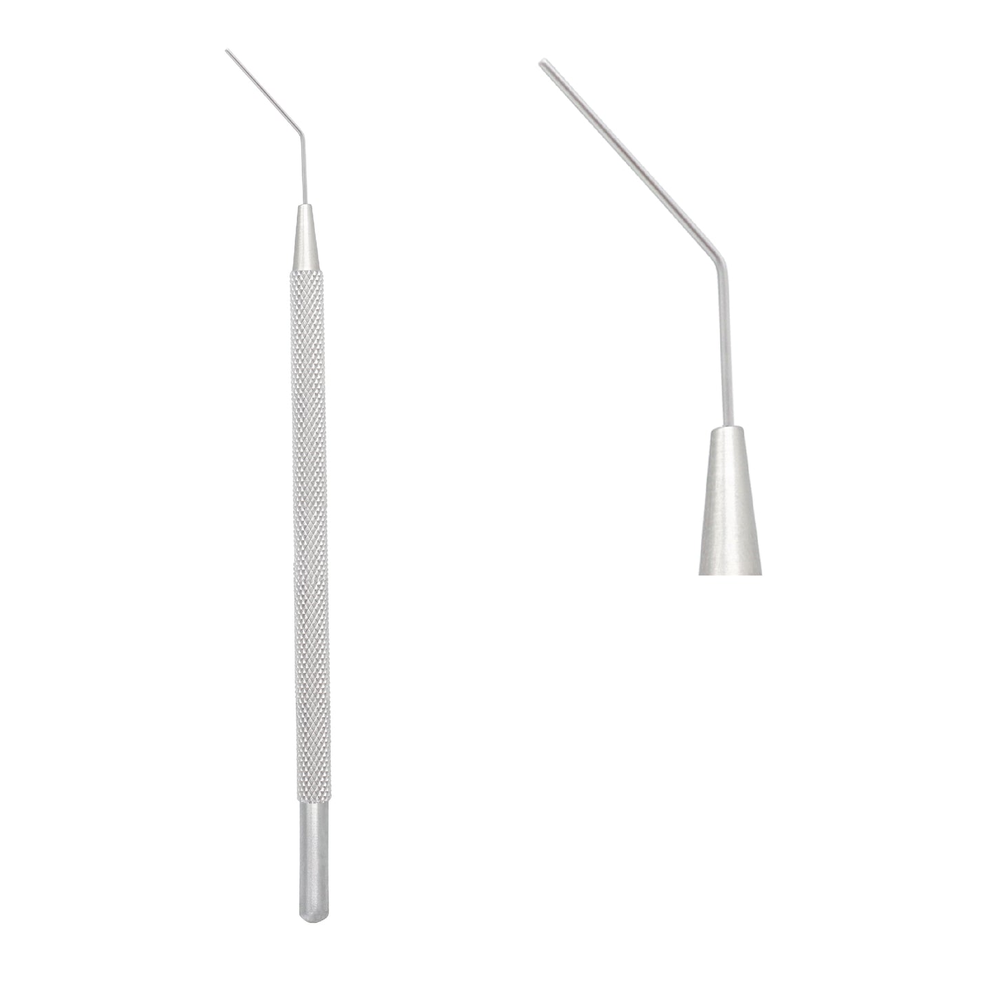 Side view of Jaffe Lens Spatula 0.5 mm ophthalmic instrument used for lens positioning in eye surgery