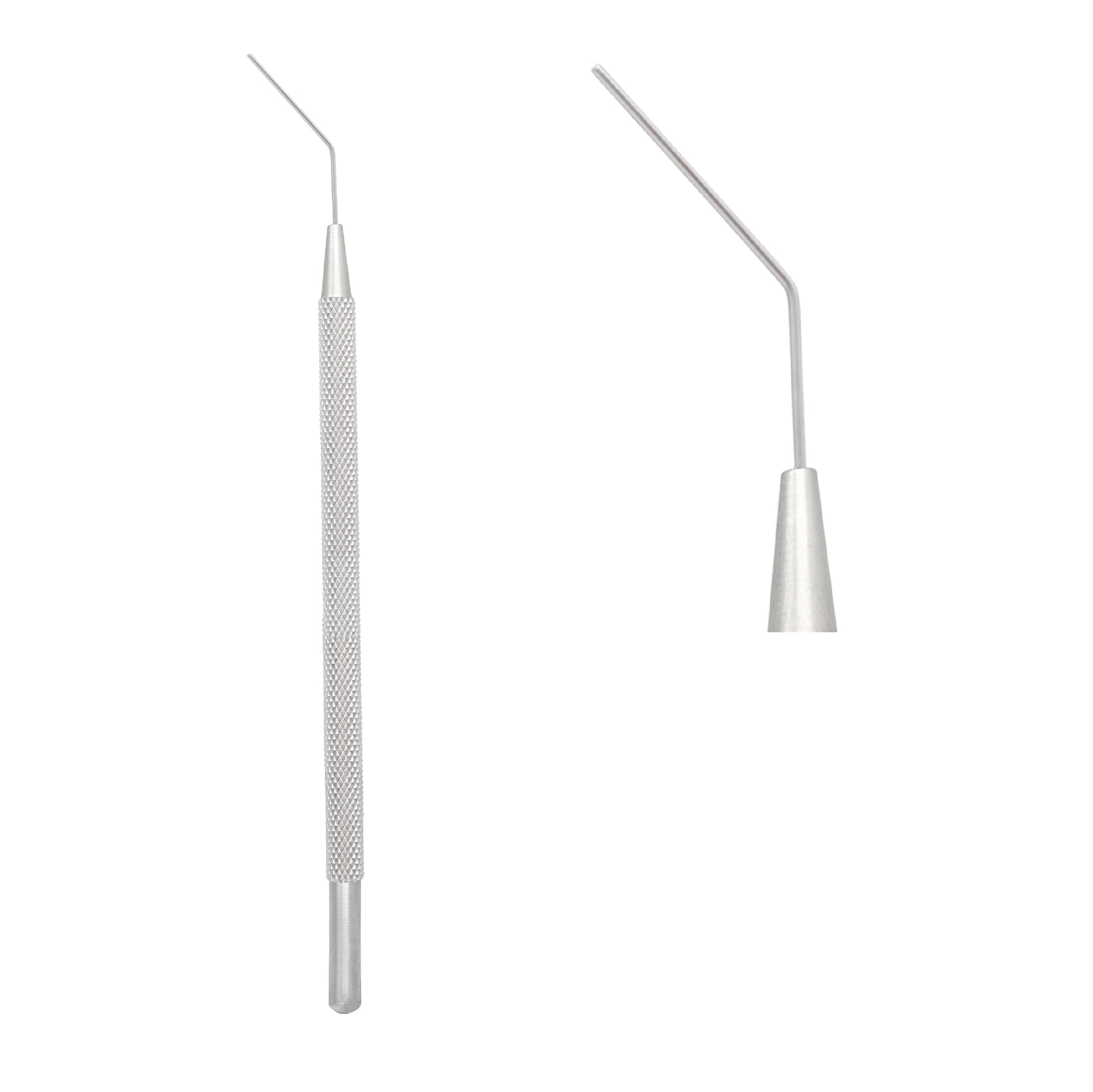 Side view of Jaffe Lens Spatula 0.5 mm ophthalmic instrument used for lens positioning in eye surgery