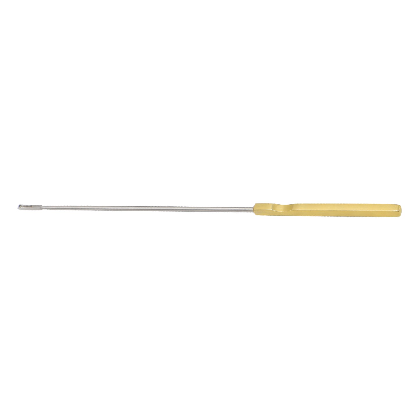 Kevorkian-Younge endocervical biopsy curette with a gold handle and long metal shaft.