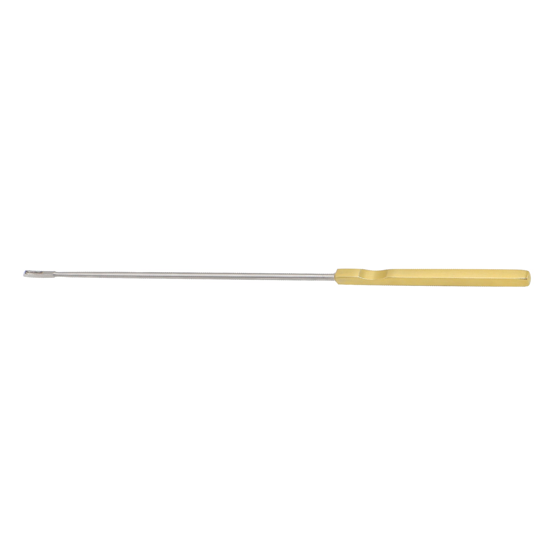 Kevorkian-Younge endocervical biopsy curette with a gold handle and long metal shaft.