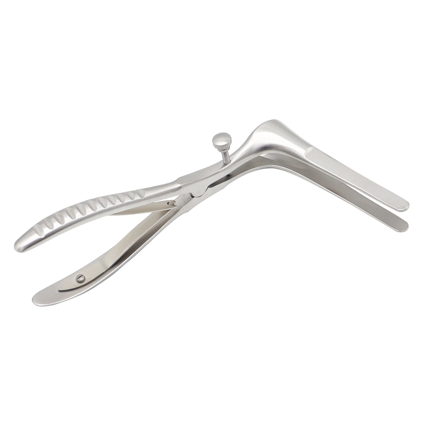 Killian septum nasal speculum with self-retaining set screw and stainless steel handles, used for ENT medical examinations and nasal surgeries.