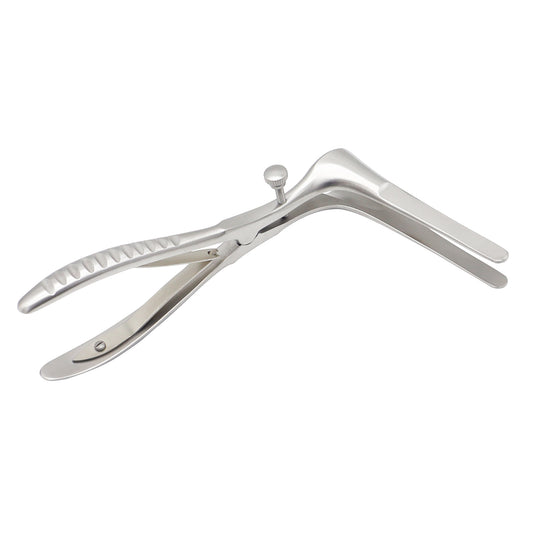 Killian septum nasal speculum with self-retaining set screw and stainless steel handles, used for ENT medical examinations and nasal surgeries.