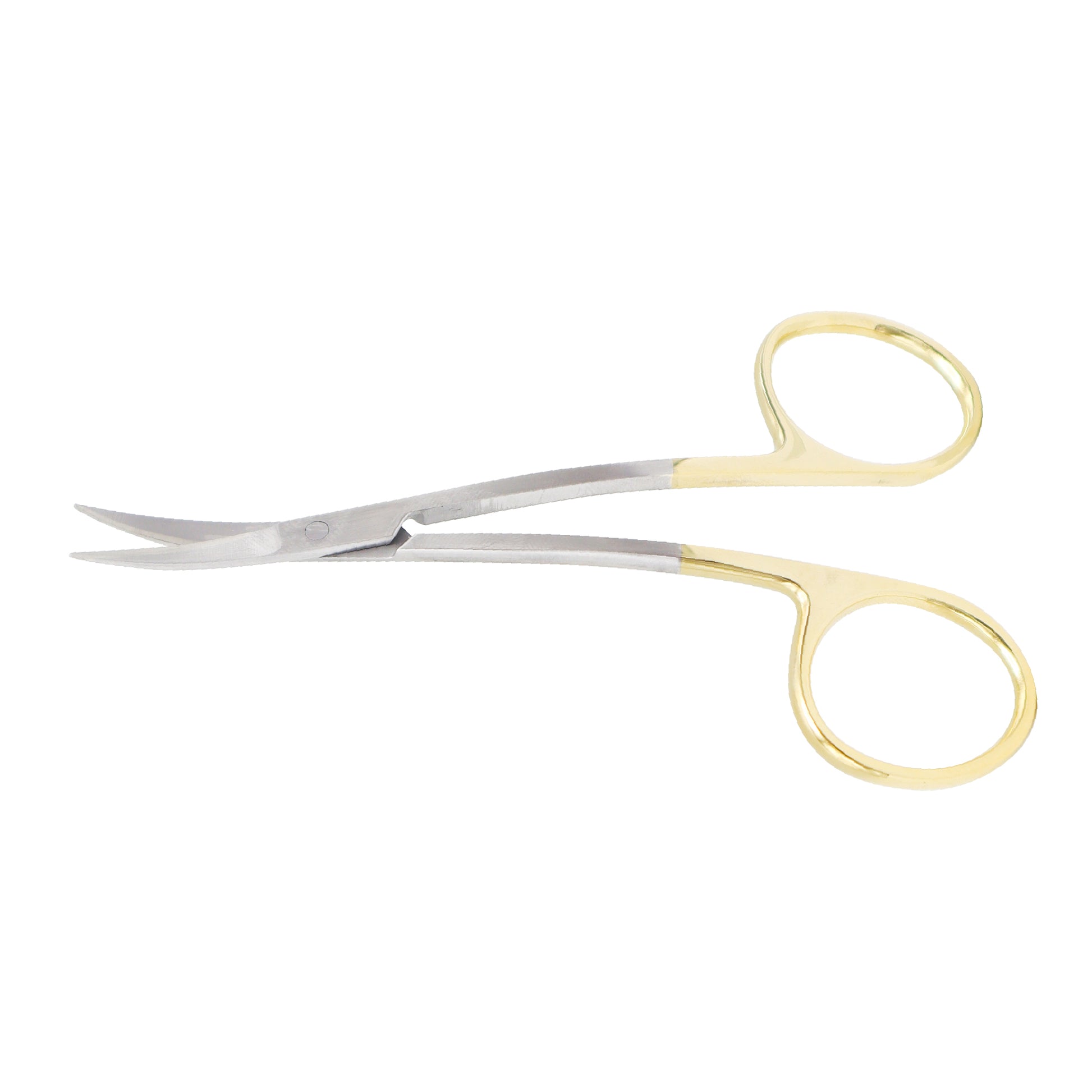 Scissors with gold handles on a white background