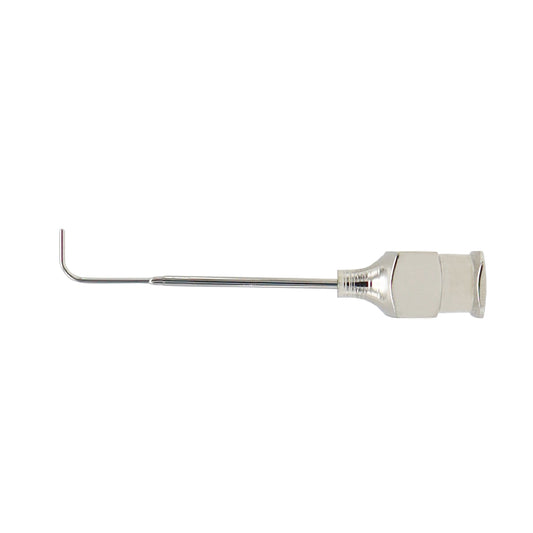 Curved beveled 23G lachrymal ophthalmic cannula for lacrimal duct irrigation in eye surgery